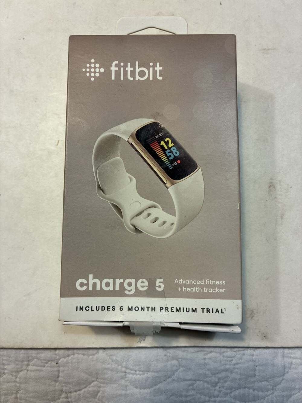 Fitbit Charge 5 Advanced Fitness and Health Tracker Lunar White and Soft Gold wi